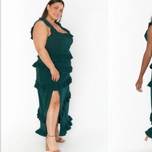 Show Me Your Mumu Greta Emerald Green Ruffle Dress